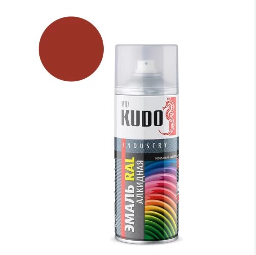KUDO-0А3002 Эмаль кармино-красная акрил сатин 520мл