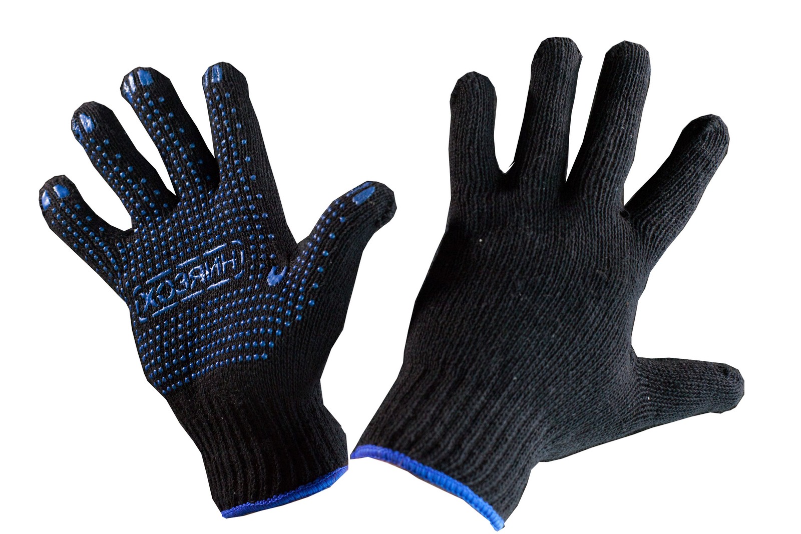 Перчатки х/б ПВХ черные полушерсть