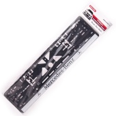 Рамка номерного знака с защелкой черная/серебро СТД MERCEDES BENZ рельеф